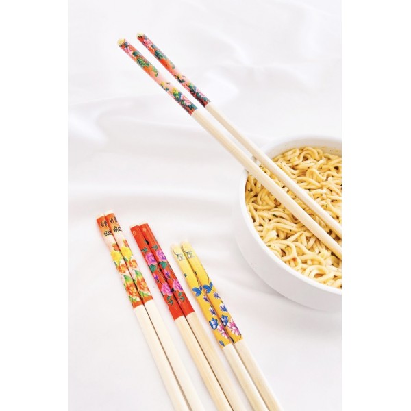 Desenli Organik Bambu Çin Çubuğu Chop Sticks 10 Çift